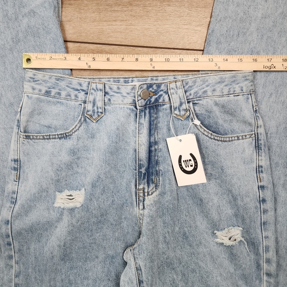 NWT Western Gringa Bareback Lightwash high rise jeans raw/split him W28L36 - Picture 5 of 14